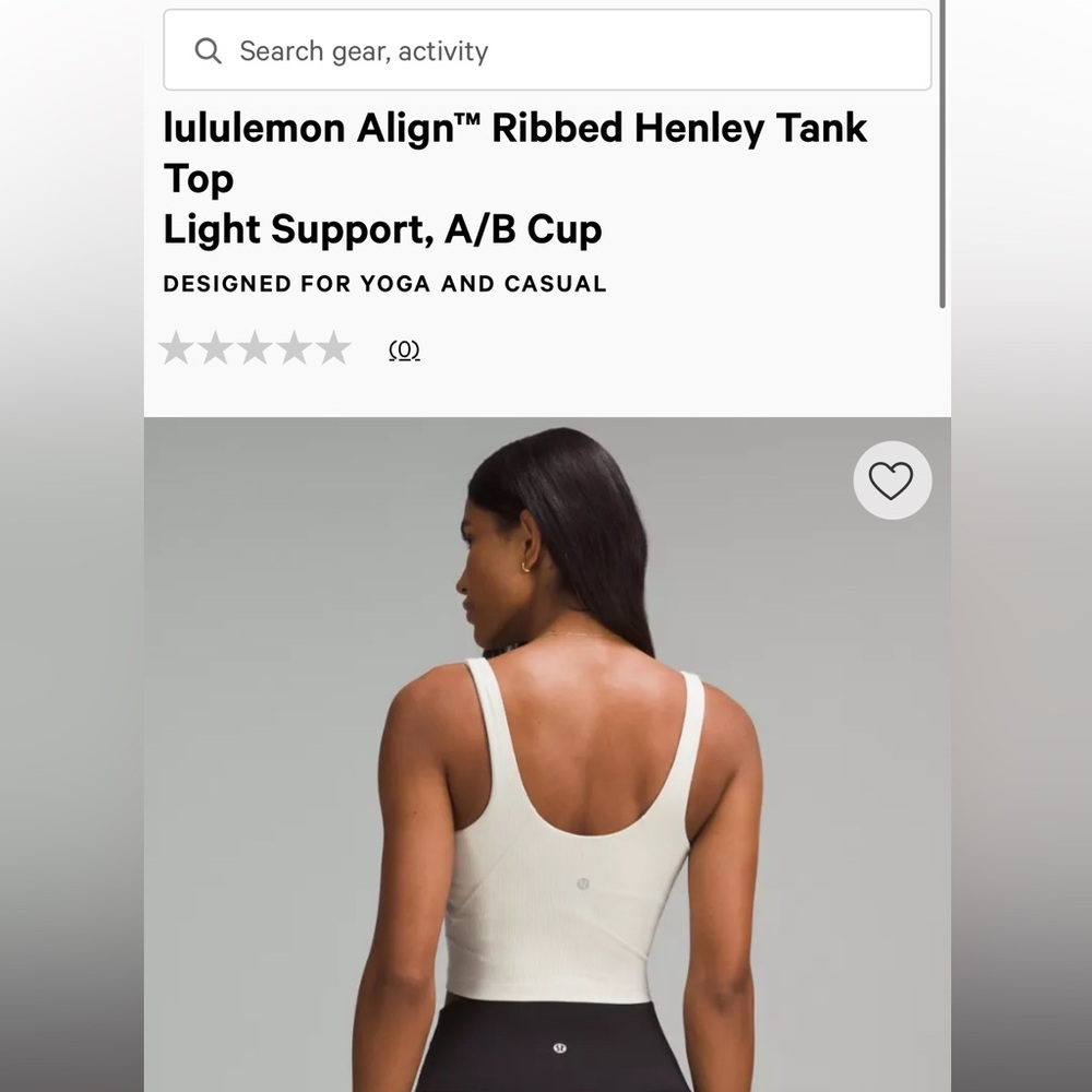 BNWT Lululemon Align ribbed Henley tank white. Size 10 - Picture 4 of 5